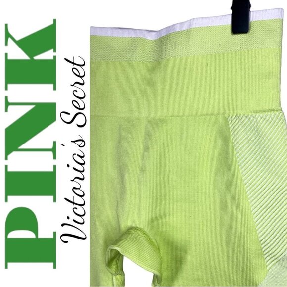 PINK VICTORIA’S SECRET Cool & Comfy Neon Yellow Green Leggings, Size Small - Picture 3 of 9